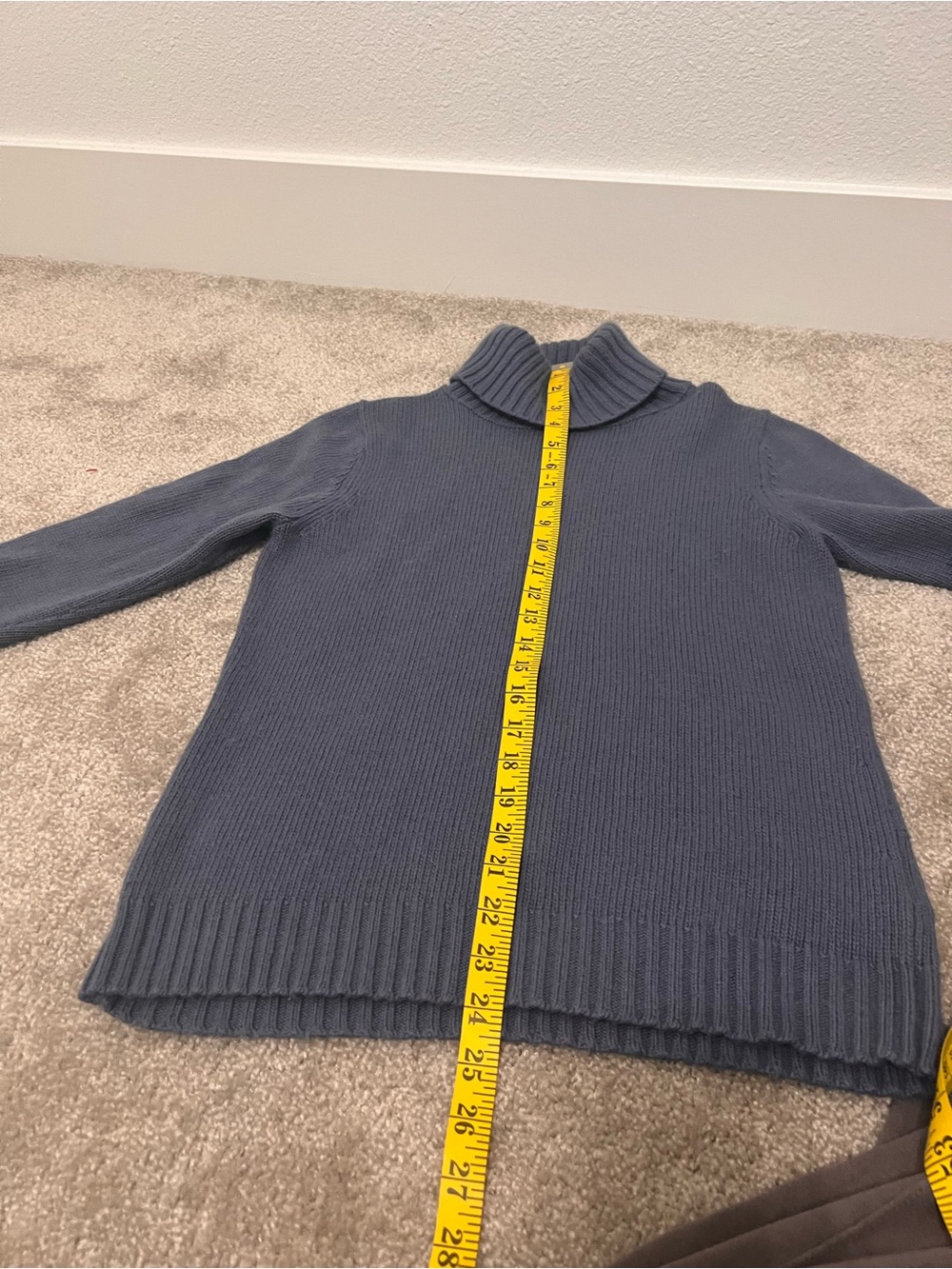 Boden Dusty Blue Ribbed Turtleneck Cashmere Cotton Blend Blue Gray UK 12 US 8 - Picture 5 of 11